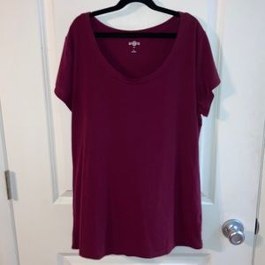 SO perfectly soft fitted short sleeve shirt juniors XL wine burgundy